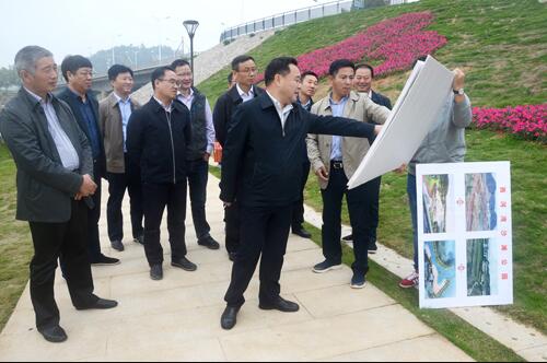 上饒市人大副主任、鄱陽縣縣委書記張禎祥蒞臨新昌南湖西河濕地公園項目